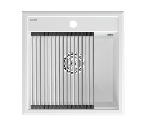 Кухонная мойка + коландер Paulmark PM115051-WH+R375-BS 50х50 цвет белый